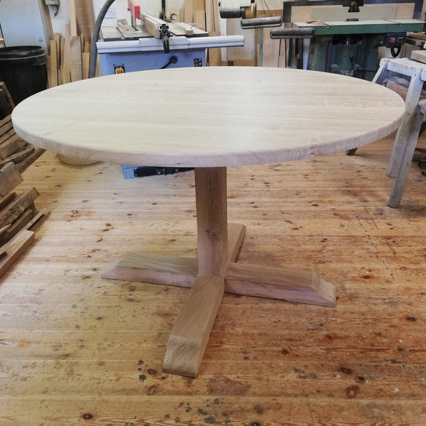 Pillar oak dining table