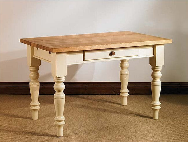 Table painted base oak top