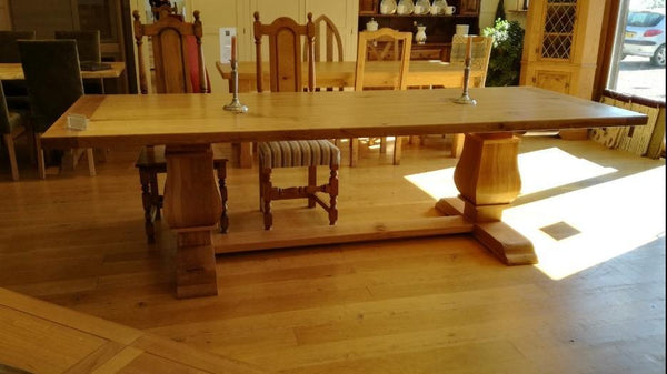 Twin Baluster Oak Table Side View