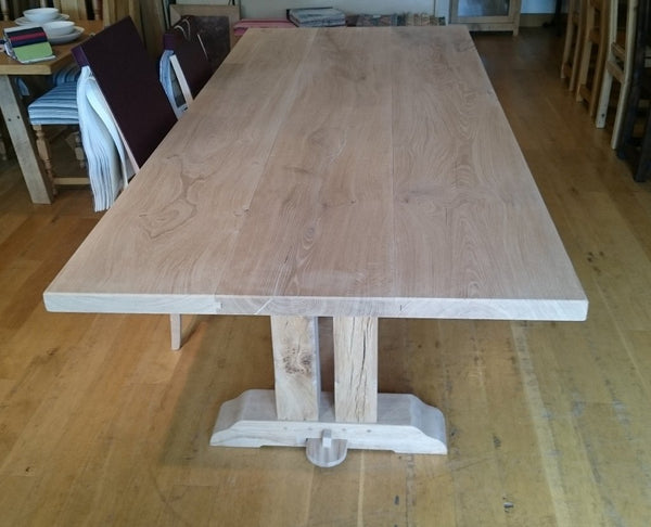 Twin column oak dining table top