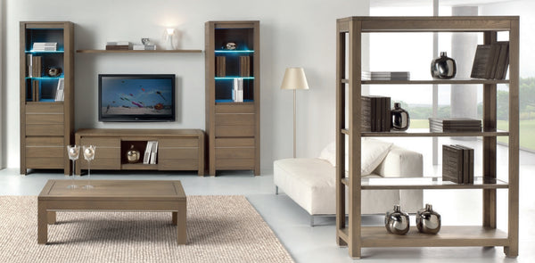 Tuscany Contemporary Vinci Open Bookcase With Glass Framed Shelves