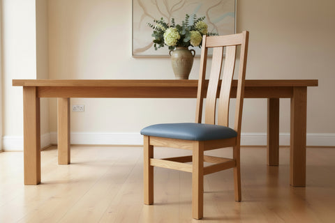 Westfield side chair blue leather seat