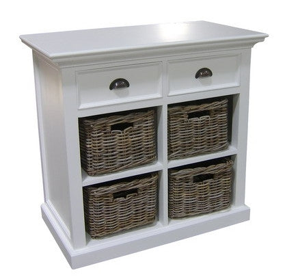 Whitstable Painted - Small Sideboard  With 4 Rattan Baskets