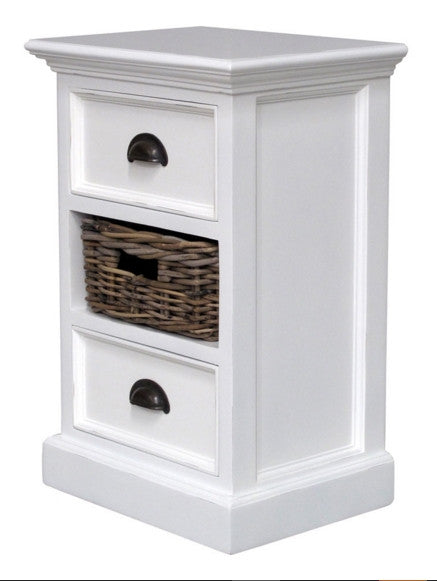 Whitstable Painted - Small Cabinet With Rattan Basket