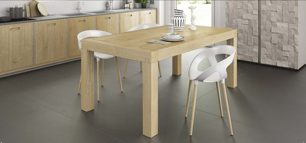 Fixed top contemporary oak dining table
