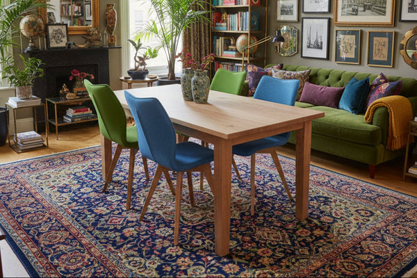 Handmade fine oak farmhouse table with tapered legs