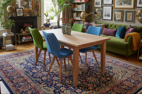Handmade fine oak farmhouse table with tapered legs