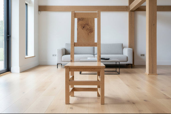 Individually handmade Sussex Contemporary oak English side chair with Pippy oak splat