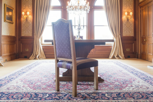 Swailes oak framed upholstered side chair back view