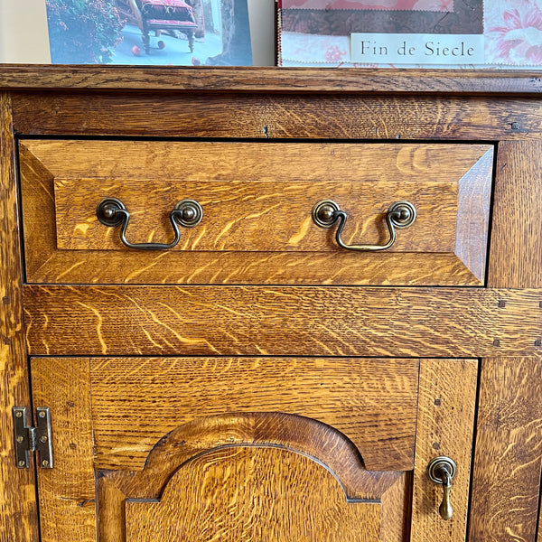 close-up Sussex English oak sideboard