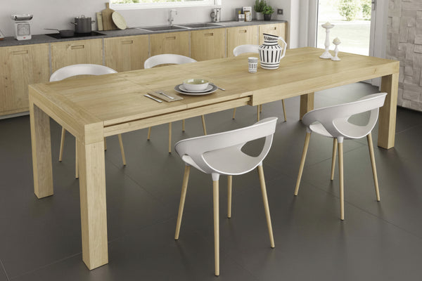 Terra extending oak dining table in natural oak in a modern oak kitchen