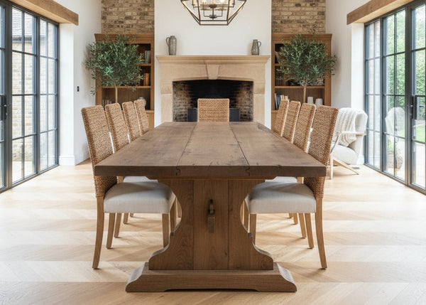 Lyre End oak table end view