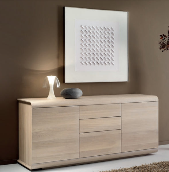 Contemporary solid oak 2 door 3 drawer sideboard